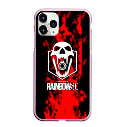 Чехол iPhone 11 Pro матовый Rainbow six лого шутера краски белокрасные, цвет: 3D-розовый