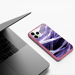 Чехол iPhone 11 Pro матовый Фиолетовые прозрачные полосы, цвет: 3D-малиновый — фото 2