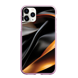 Чехол iPhone 11 Pro матовый Черная и оранжевая материя, цвет: 3D-розовый