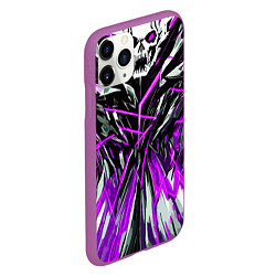 Чехол iPhone 11 Pro матовый Череп и фиолетовые полосы, цвет: 3D-фиолетовый — фото 2