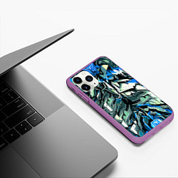 Чехол iPhone 11 Pro матовый Синий камень на чёрном фоне, цвет: 3D-фиолетовый — фото 2