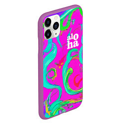 Чехол iPhone 11 Pro матовый Abstract floral pattern - aloha, цвет: 3D-фиолетовый — фото 2