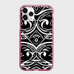 Чехол iPhone 11 Pro матовый Белое на чёрном