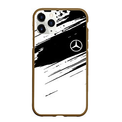 Чехол iPhone 11 Pro матовый Mercedes benz краски чернобелая геометрия, цвет: 3D-коричневый
