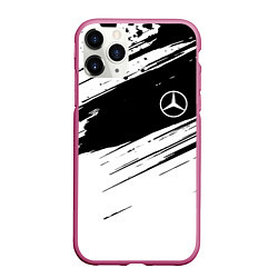 Чехол iPhone 11 Pro матовый Mercedes benz краски чернобелая геометрия