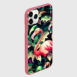 Чехол iPhone 11 Pro матовый Камуфляж розовый фламинго, цвет: 3D-малиновый — фото 2