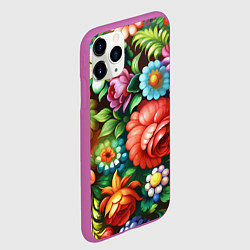 Чехол iPhone 11 Pro матовый Жостово роспись цветы традиционный узор, цвет: 3D-фиолетовый — фото 2