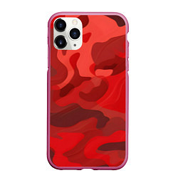 Чехол iPhone 11 Pro матовый Красный камуфляж крупный, цвет: 3D-малиновый