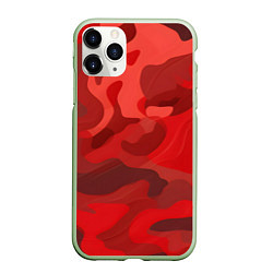 Чехол iPhone 11 Pro матовый Красный камуфляж крупный