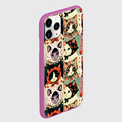 Чехол iPhone 11 Pro матовый Кот Алёнка - поп арт, цвет: 3D-фиолетовый — фото 2