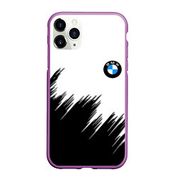 Чехол iPhone 11 Pro матовый BMW чёрные штрихи текстура