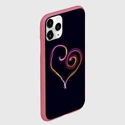 Чехол iPhone 11 Pro матовый Неоновое сердечко, цвет: 3D-малиновый — фото 2