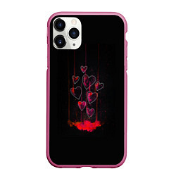 Чехол iPhone 11 Pro матовый Раненые сердца, цвет: 3D-малиновый