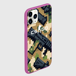 Чехол iPhone 11 Pro матовый Counter Strike - pixel military pattern, цвет: 3D-фиолетовый — фото 2