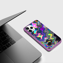 Чехол iPhone 11 Pro матовый Волнистые абстрактные волны, цвет: 3D-фиолетовый — фото 2