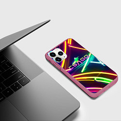 Чехол iPhone 11 Pro матовый Counter Strike - neon glow, цвет: 3D-малиновый — фото 2