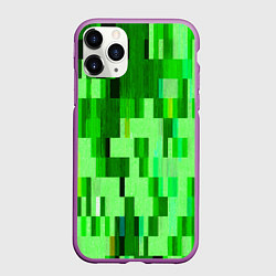 Чехол iPhone 11 Pro матовый Зелёный глитч