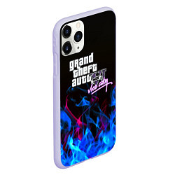 Чехол iPhone 11 Pro матовый GTA неоновый огонь вайсити, цвет: 3D-светло-сиреневый — фото 2