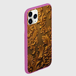 Чехол iPhone 11 Pro матовый Темная лепнина золото, цвет: 3D-фиолетовый — фото 2
