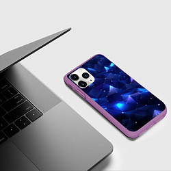 Чехол iPhone 11 Pro матовый Синие яркие мелкие осколки калейдоскоп, цвет: 3D-фиолетовый — фото 2