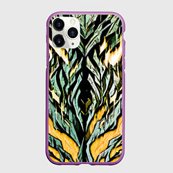 Чехол iPhone 11 Pro матовый Камень и жёлтый огонь