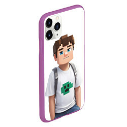 Чехол iPhone 11 Pro матовый Майнкрафт Стив парень Стив, цвет: 3D-фиолетовый — фото 2