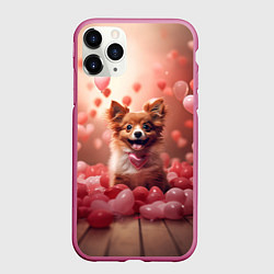 Чехол iPhone 11 Pro матовый Маленькая собачка в сердечках