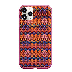Чехол iPhone 11 Pro матовый Абстрактный паттерн мозаикой, цвет: 3D-малиновый