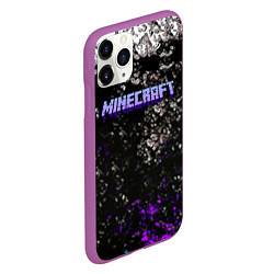 Чехол iPhone 11 Pro матовый Minecraft брызги красок неон, цвет: 3D-фиолетовый — фото 2