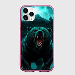 Чехол iPhone 11 Pro матовый Царь тайги - медведь молнии
