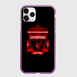 Чехол iPhone 11 Pro матовый Ливерпуль фк клуб, цвет: 3D-фиолетовый