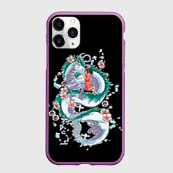 Чехол iPhone 11 Pro матовый Тихиро и Хаку - унесенные призраками, цвет: 3D-фиолетовый