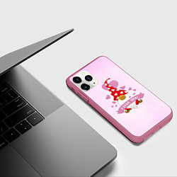 Чехол iPhone 11 Pro матовый Твой гномик любит тебя, цвет: 3D-малиновый — фото 2