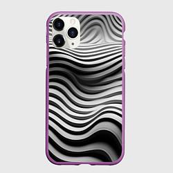 Чехол iPhone 11 Pro матовый Объемные полоски, цвет: 3D-фиолетовый