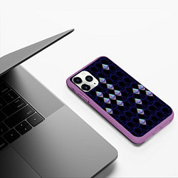 Чехол iPhone 11 Pro матовый Криптовалюта Ethereum на черном, цвет: 3D-фиолетовый — фото 2