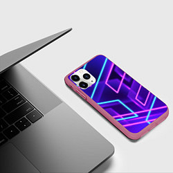 Чехол iPhone 11 Pro матовый Neon Geometric, цвет: 3D-малиновый — фото 2