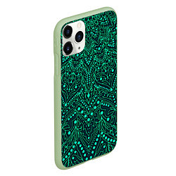 Чехол iPhone 11 Pro матовый Узоры мандала зелёный, цвет: 3D-салатовый — фото 2