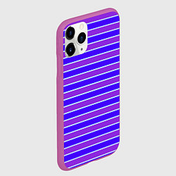Чехол iPhone 11 Pro матовый Неоновые полосы фиолетовые и синие, цвет: 3D-фиолетовый — фото 2