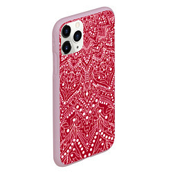 Чехол iPhone 11 Pro матовый Красно-розовый мандала, цвет: 3D-розовый — фото 2