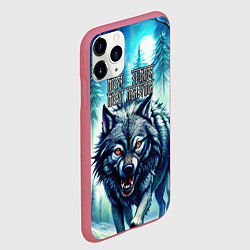 Чехол iPhone 11 Pro матовый Хозяин леса волк - моя земля мои правила, цвет: 3D-малиновый — фото 2