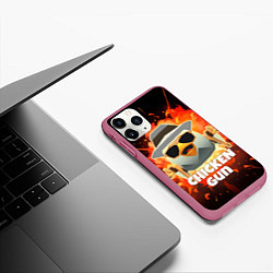 Чехол iPhone 11 Pro матовый Чикен Ган - взрыв, цвет: 3D-малиновый — фото 2