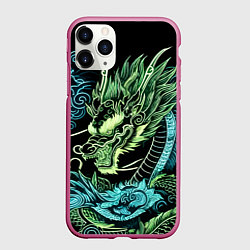 Чехол iPhone 11 Pro матовый Ирезуми - неоновый японский дракон