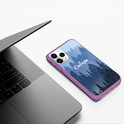 Чехол iPhone 11 Pro матовый Сибирь леса, цвет: 3D-фиолетовый — фото 2
