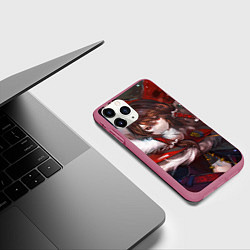Чехол iPhone 11 Pro матовый Touhou Project Рейму Winter, цвет: 3D-малиновый — фото 2