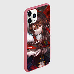Чехол iPhone 11 Pro матовый Touhou Project Рейму Winter, цвет: 3D-малиновый — фото 2