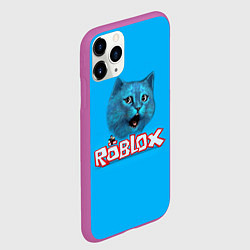 Чехол iPhone 11 Pro матовый Roblox синий кот, цвет: 3D-фиолетовый — фото 2