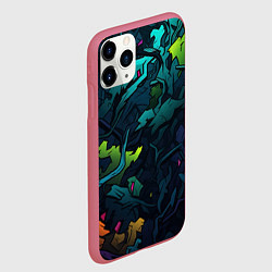 Чехол iPhone 11 Pro матовый Кислотная яркая абстракция в камуфляжном стиле, цвет: 3D-малиновый — фото 2
