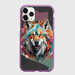 Чехол iPhone 11 Pro матовый Голова яркого волка