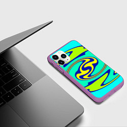 Чехол iPhone 11 Pro матовый Скрученные неоновые линии, цвет: 3D-фиолетовый — фото 2