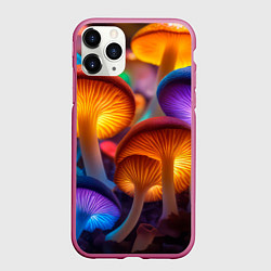 Чехол iPhone 11 Pro матовый Неоновые светящиеся грибы